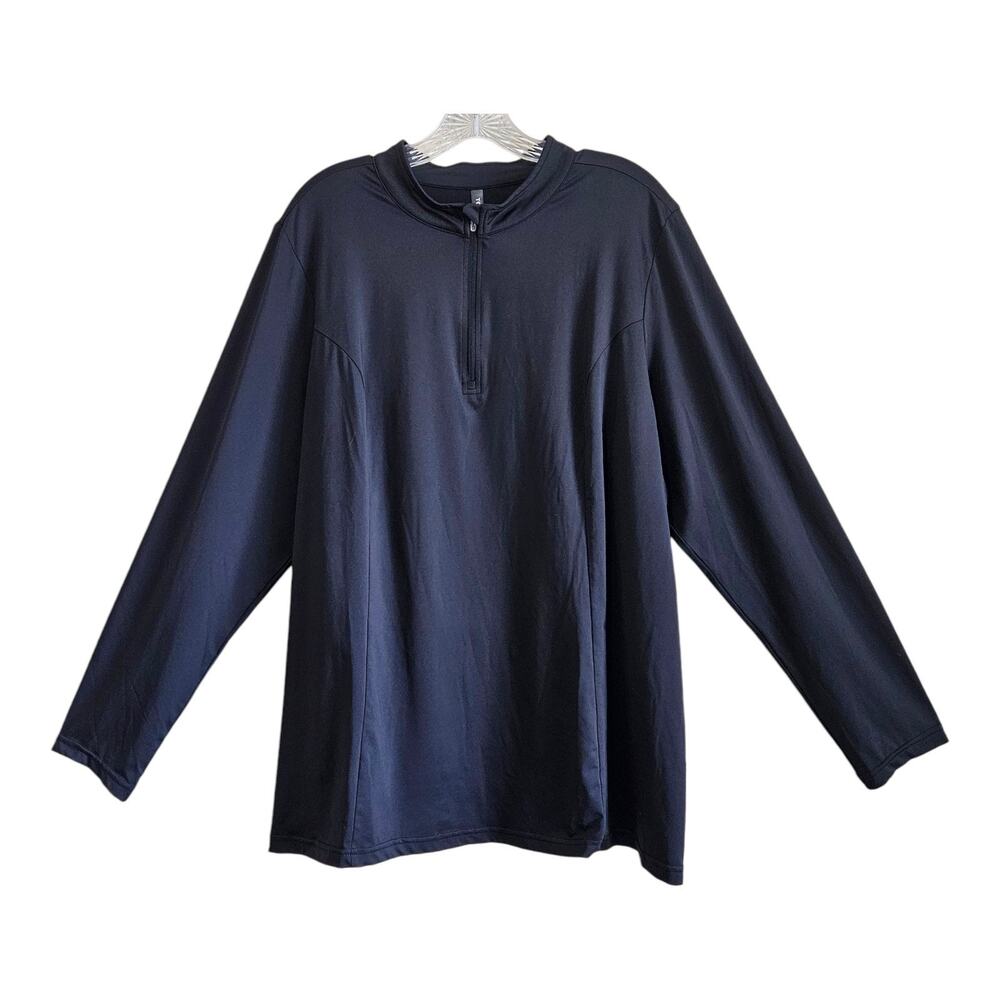 TORRID 3 Women Plus 22 24 Top 1/4 Zip Activewear Black Long Sleeve Stretch 44"